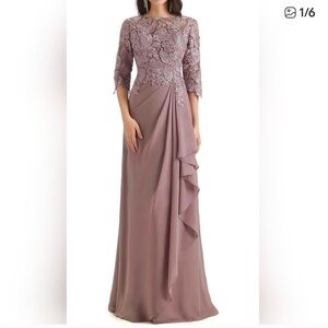 Sophisticated Mauve Lace Long Sleeve Dress